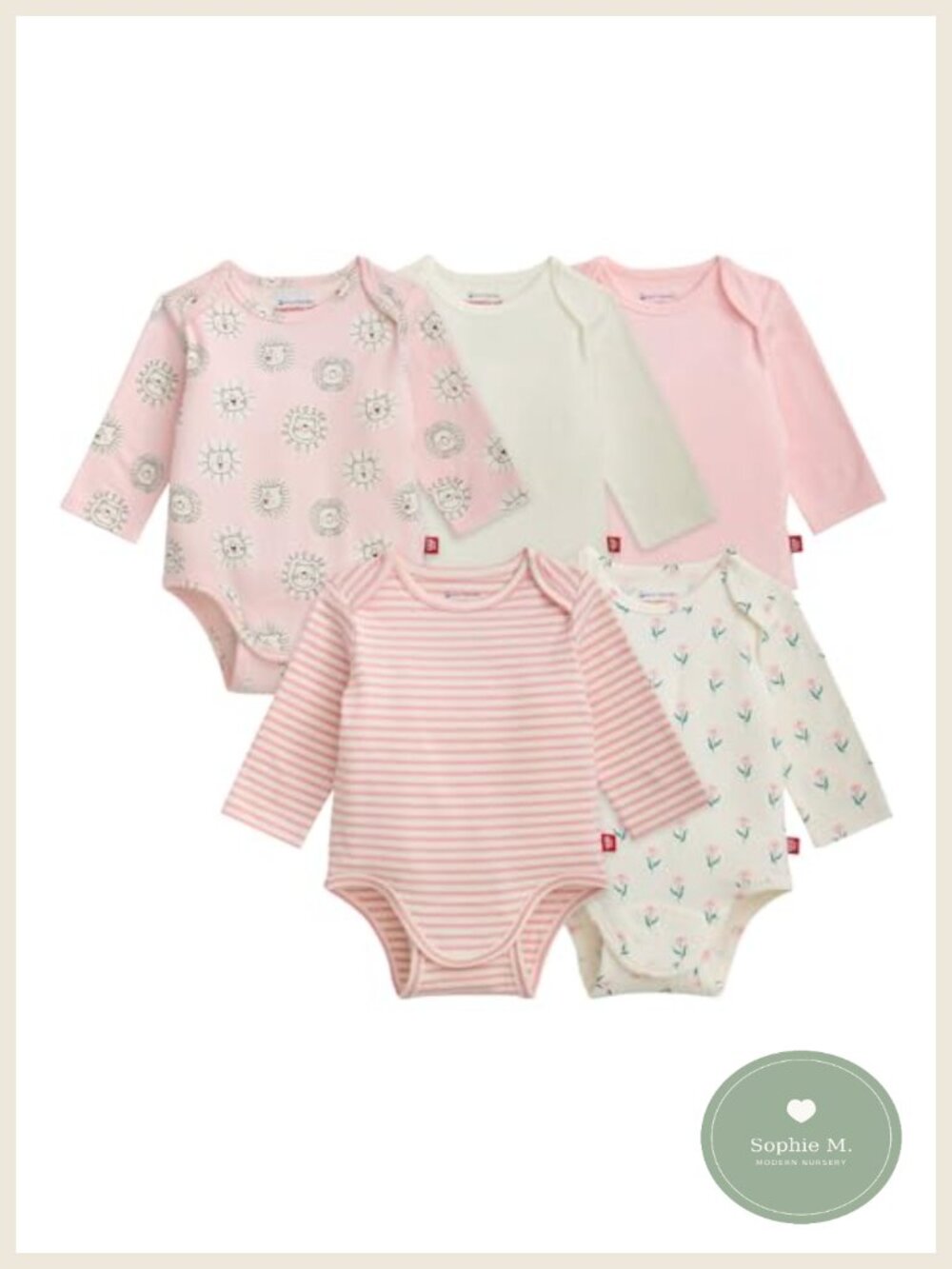 Magnetic Baby Bodysuits 5-Pack Long Sleeve Cloudstretch Newborn Gift